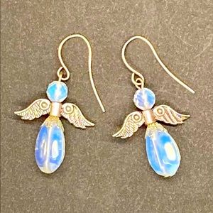 Vintage Sweet Little Crystal Angel Earrings